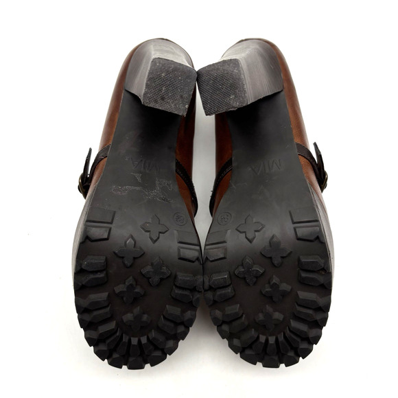 Vintage MIA 'Hawthorne' Two Tone Faux Leather Chunky Heel Mary Jane Pumps 8.5M - Picture 15 of 16